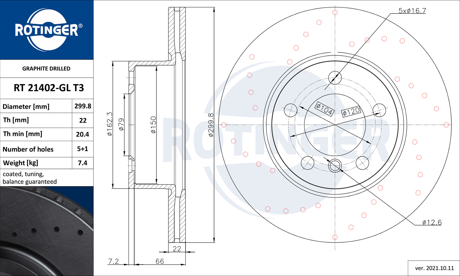 ROTINGER Féktárcsa, mind RT21402-GLT3_ROT